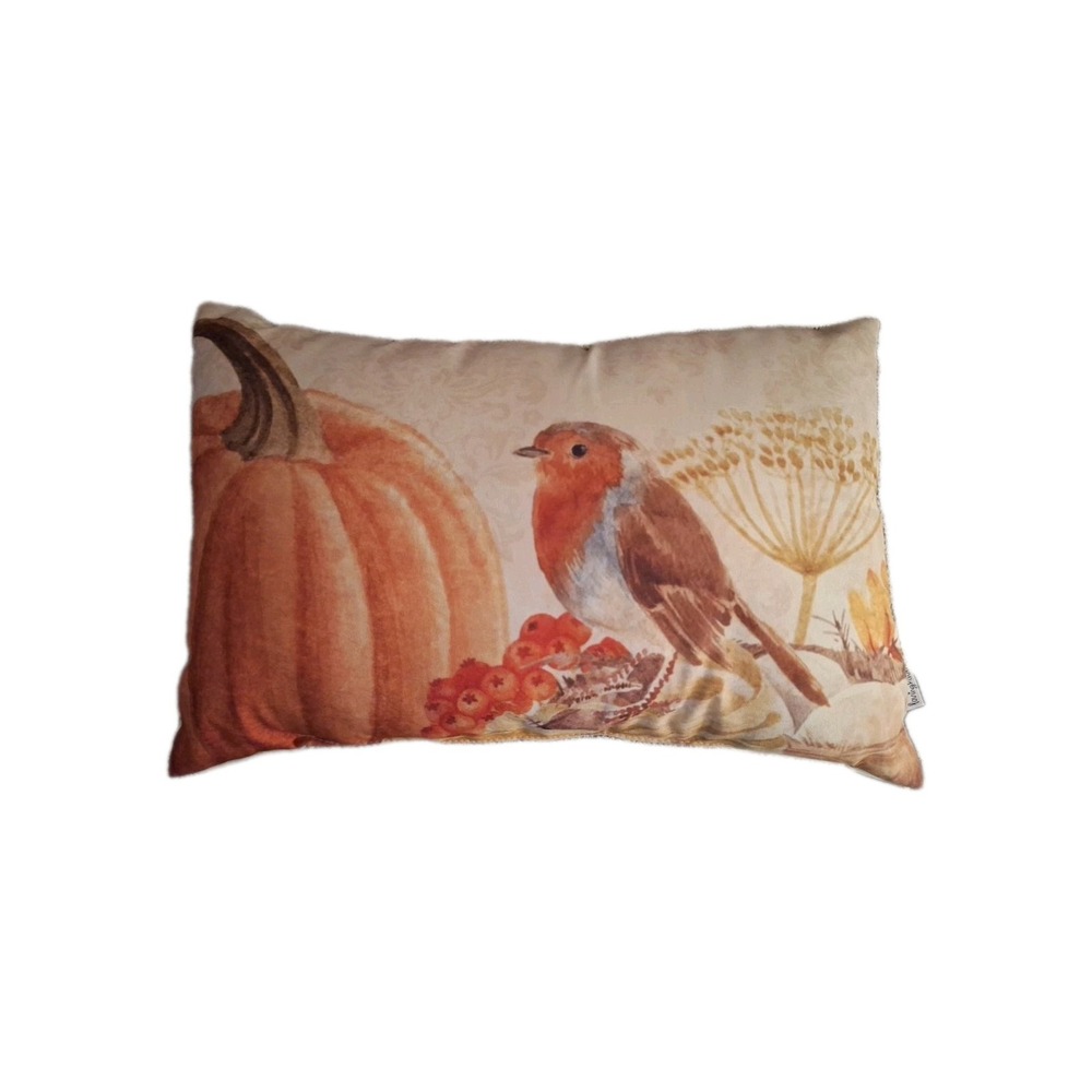 Bird And Pumpkin Throw Pillow 11 In X‎ 17 In- By Loving Kindness